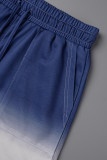 Pantaloni di stampa di posizionamento dritti allentati a cambiamento graduale di strade dolci casual azzurri