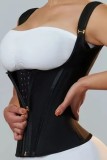 Skin Color Sexy Solid Patchwork Backless Zipper Bustiers