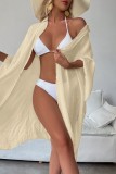 Khaki Sexy Casual Solid Cardigan Swimwears Cover Up