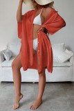 Rose Rouge Sexy Casual Cardigan Solide Maillots De Bain Cover Up