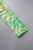 Grön Casual Print Basic O-hals långärmad två delar