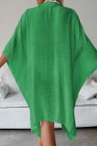 Lake Green Sexig Casual Solid Cardigan Badkläder Cover Up