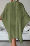 Khaki Sexy Casual Solid Cardigan Swimwears Cover Up