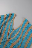Lichtgroen casual patchwork uitgehold doorzichtige slit swimwears cover-up