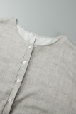Combinaisons Street Solid Patchwork Buckle O Neck Harlan Gris