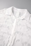 Белый повседневный однотонный воротник рубашки в стиле пэчворк, большие размеры, два предмета
