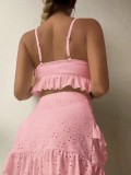 Pink Sexy Solid Frenulum 3 Piece Sets