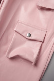 Rosa Casual Solid Patchwork Regular High Waist Konventionelle einfarbige Hose
