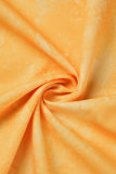 Gele Sexy Casual Geleidelijke Verandering Tie-dye Halter Rechte Jumpsuits