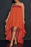 Orange Sexy Casual Vacation Simplicity Solid Solid Color Strapless Strapless Dress Dresses