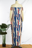 Абрикосовое повседневное платье с принтом в стиле пэчворк и карманом с открытыми плечами Платье-фонарик Платья