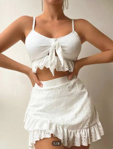White Sexy Solid Frenulum 3 Piece Sets