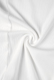 Weiße, lässige Sportswear, solide Patchwork-Overalls mit U-Ausschnitt
