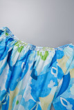 Luipaardprint Casual print Ruglooze off-shoulder jurken met lange mouwen