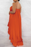 イエロー セクシー カジュアル バケーション シンプル ソリッド ソリッドカラー ストラップレス ストラップレス ドレス ドレス