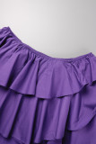 Purple Sexy Casual Solid Patchwork Backless Strapless Tops