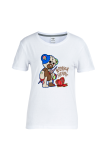 T-shirt o collo patchwork con stampa quotidiana blu navy