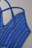 Синее сексуальное официальное горячее сверление, горячее сверление, платья-футляры с V-образным вырезом