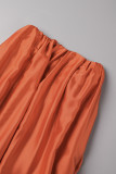 Orange Sexy Casual Vacances Simplicité Solide Couleur Unie Sans Bretelles Robe Sans Bretelles Robes