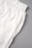 Blanco Casual Sólido Patchwork Camisa Cuello Más Tamaño Dos Piezas