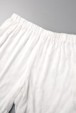 Blanco Casual Sólido Patchwork Camisa Cuello Más Tamaño Dos Piezas
