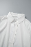 Vestido camisero con cuello vuelto de patchwork liso informal blanco Vestidos