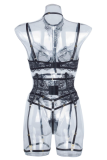 Бордовое сексуальное однотонное кружевное прозрачное белье в стиле пэчворк
