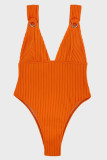 Oranje sexy effen badkleding zonder rug (met vulling)