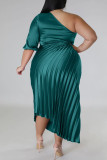 Bordô elegante sólido patchwork com cordão dobrado gola oblíqua saia de um degrau vestidos tamanho grande