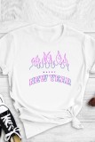 White Casual Print Basic O Neck T-Shirts