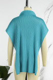 Yellow Casual Print Asymmetrical Turtleneck Tops