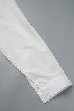 Witte Casual Solid Patchwork Kraag Overhemd Jurk Jurken