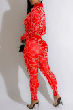 Красное сексуальное лоскутное горячее сверление с прозрачным отложным воротником и длинным рукавом из двух частей