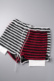 Rose Rouge Casual Striped Slit Contrast Skinny Straight Positioning Print Bottoms