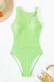 Light Green Sexy Solid Hollowed Out Patchwork Swimwears (With Paddings)