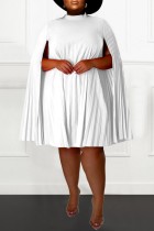 Белые повседневные однотонные платья в стиле пэчворк с половиной водолазки больших размеров