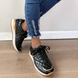 Sapatos esportivos casuais pretos para uso diário patchwork de cores sólidas redondos e confortáveis