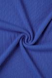 Robe longue bleu marine à col roulé basique uni