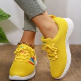 Jaune Casual Sportswear Quotidien Patchwork Rond Confortable Out Door Sport Running Shoes