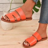 Orange Casual Patchwork Solid Color Round Comfortable Shoes