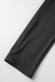 Черный Повседневная спортивная одежда Однотонные узкие комбинезоны с U-образным вырезом в стиле пэчворк