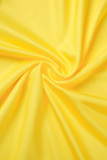 Желтый Повседневный принт Пэчворк С открытыми плечами Три четверти Из двух частей