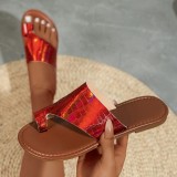 Rote, lässige, runde, bequeme Schuhe mit Patchwork-Kontrast