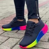 Blue Casual Sportswear Daily Patchwork Round Comfortable Sport Running Shoes