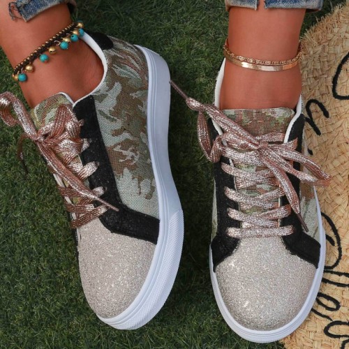 Rose Gold Casual Sportswear Daily Patchwork Round Comfortable Out Door Shoes