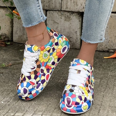 Colour Casual Sportswear Daily Patchwork Printing Round Comfortable Out Door Sport Shoes