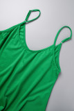 Зеленый сексуальный повседневный однотонный спинки Спагетти ремень без рукавов из двух частей