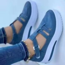 Zapatos cómodos cerrados de color sólido con retazos ahuecados informales azules