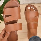 Donkerbruine casual patchwork effen kleur ronde comfortabele schoenen