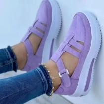 Zapatos casuales ahuecados hacia fuera patchwork color sólido cerrado cómodo púrpura
